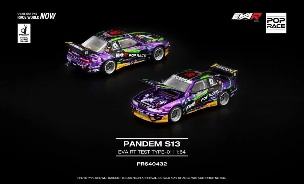 Xe mô hình Pop Race PR640432 PANDEM S13 EVA RT TEST TYPE-R