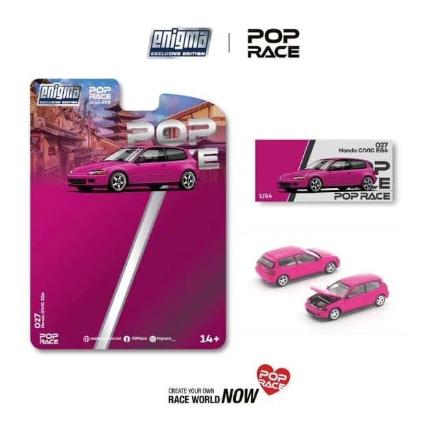 Xe mô hình Pop Race PRE027 HONDA CIVIC EG6 màu hồng