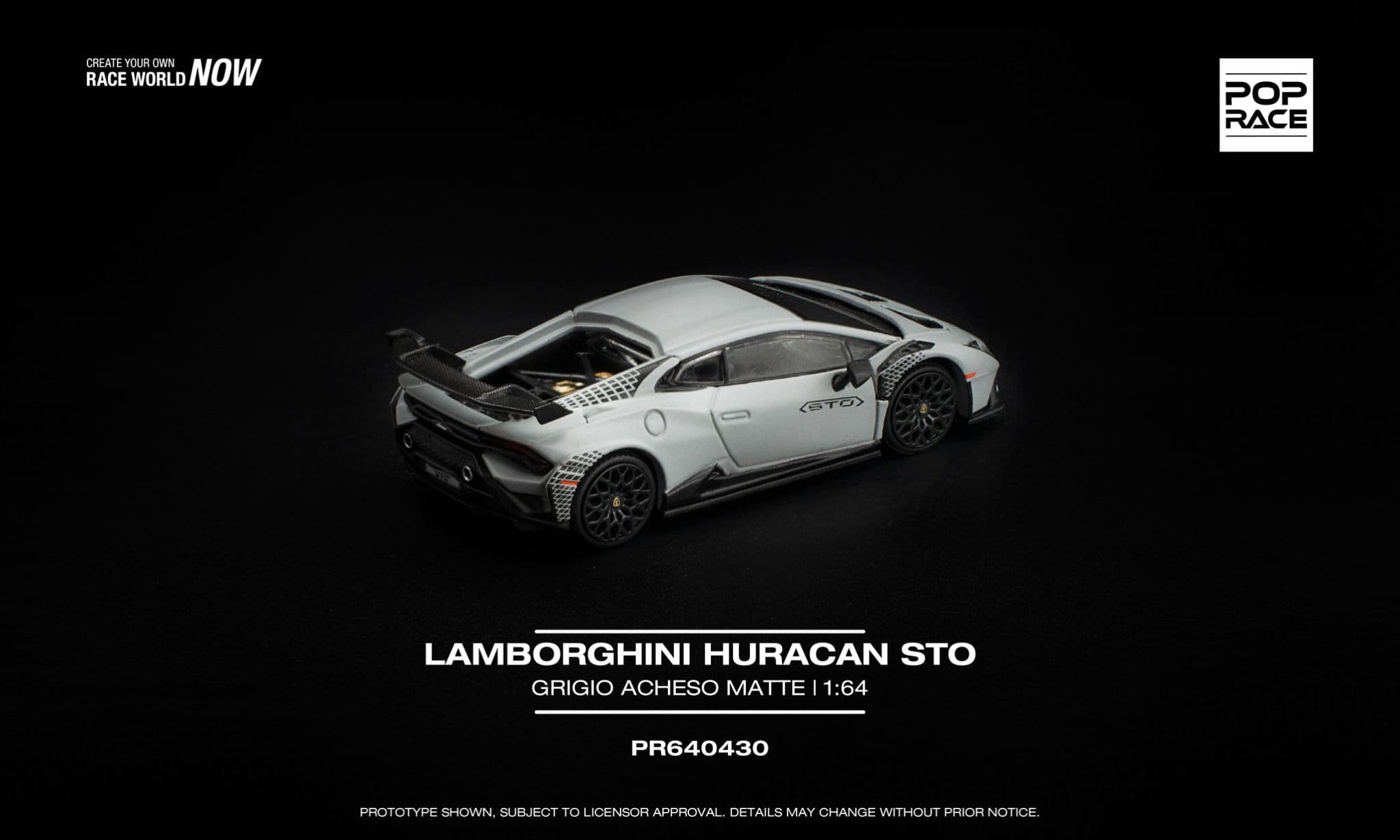 Xe mô hình Pop Race PR640430 Lamborghini Huracan STO Version Grigio Achesi Matte - ảnh 2