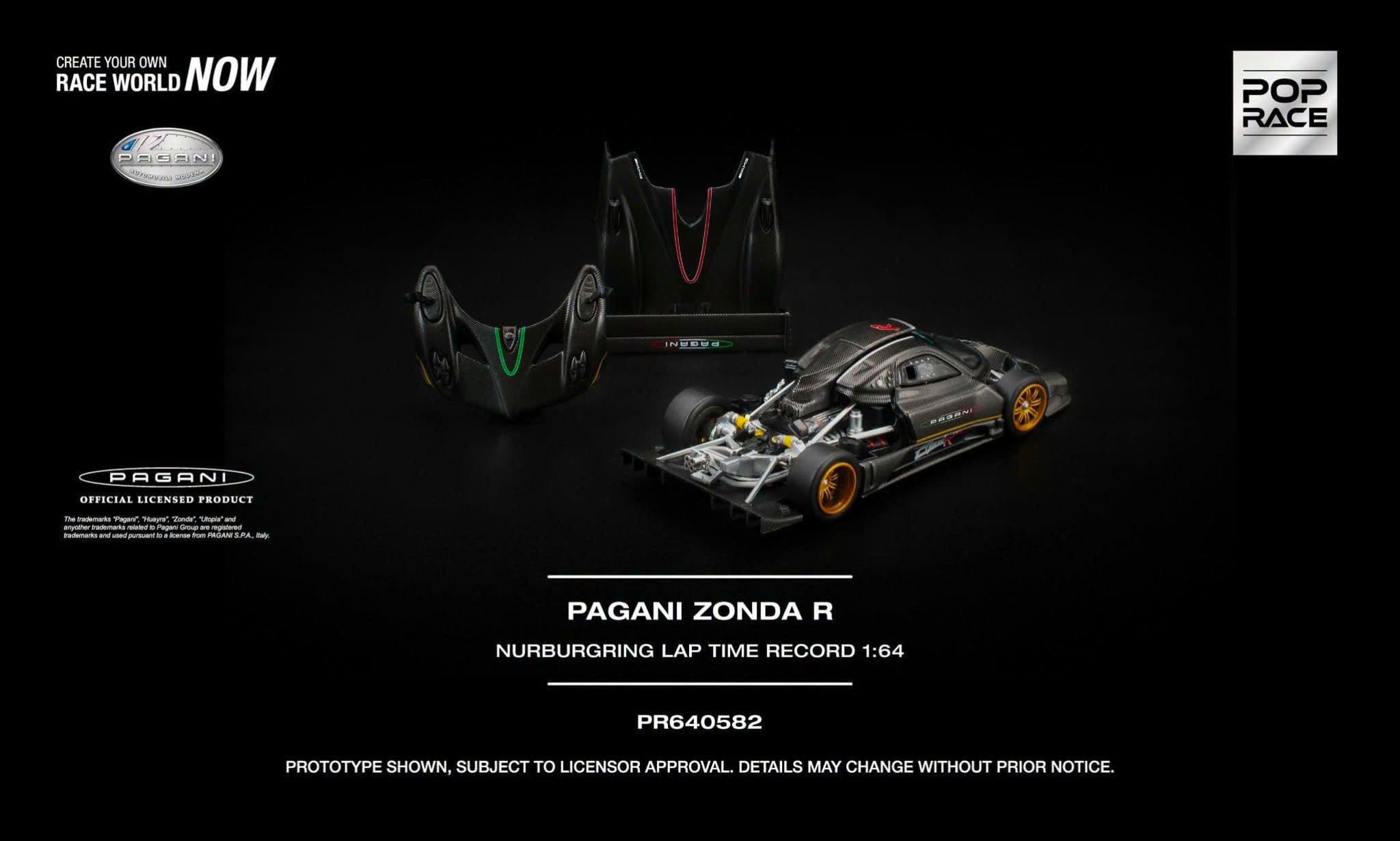 Xe mô hình Pop Race PR640582 PAGANI ZONDA R NURBURGRING LAP TIME RECORD - ảnh 1