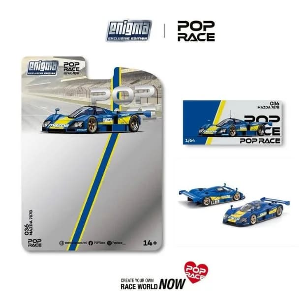 Xe mô hình Pop Race PRE036 MAZDA 787B RACING BLUE/YELLOW