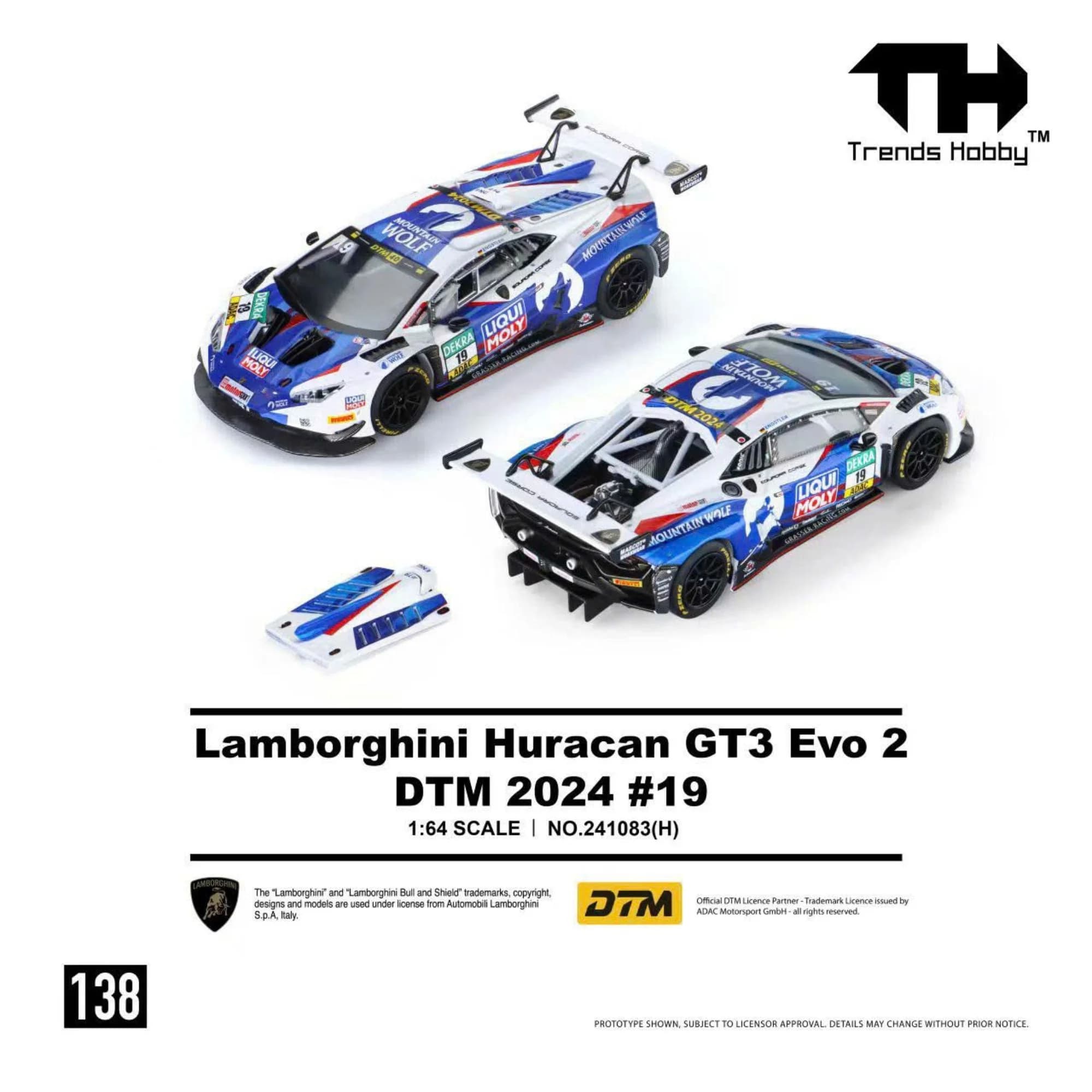 Xe mô hình Trends Hobby TH138 241083H Lamborghini Huracán GT3 EVO2 DTM 2024 #19