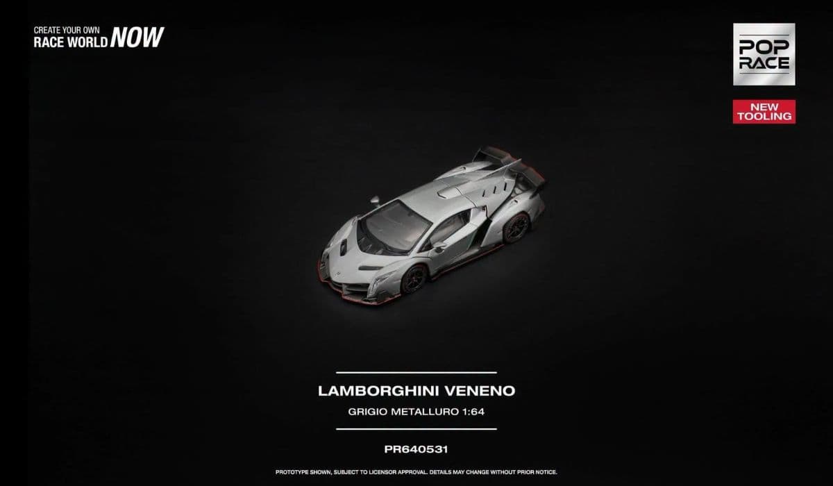 Xe mô hình Pop Race PR640531 LAMBORGHINI VENENO GRIGIO METALLURO NEW TOOLING