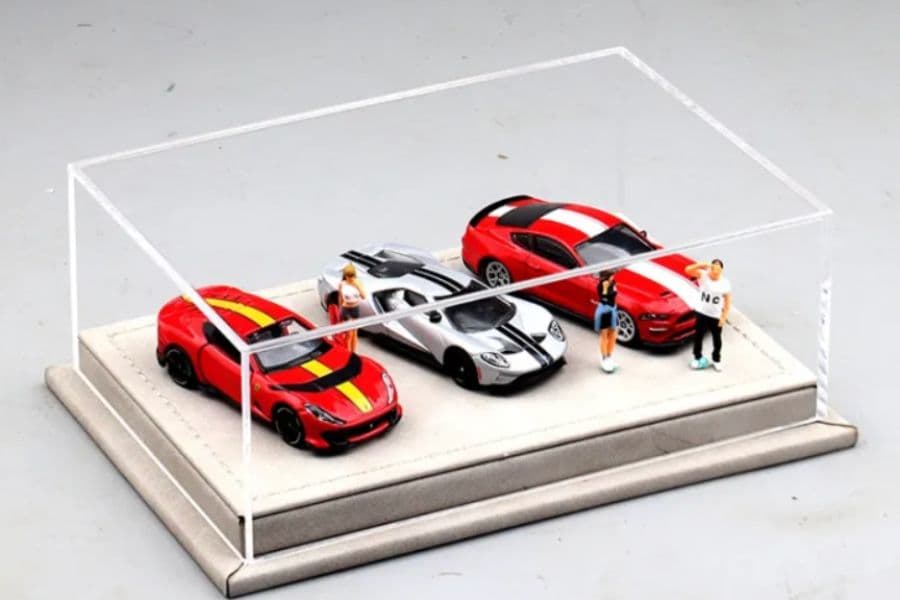 Hộp Mica Trưng Bày Chống Bụi Đế Da Cho Xe Mô Hình 1:64, ảnh 4/6