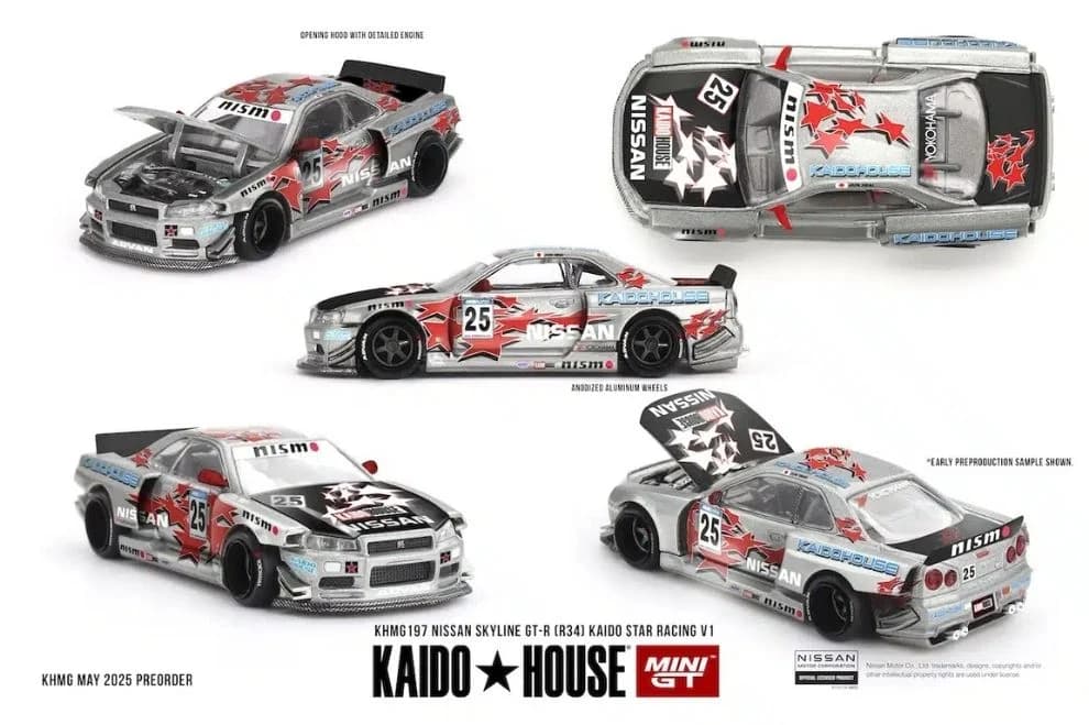Mô hình xe Nissan Skyline GT-R R34 KHMG197 Kaido Star Racing V1 1:64 Kaidohouse - ảnh 5