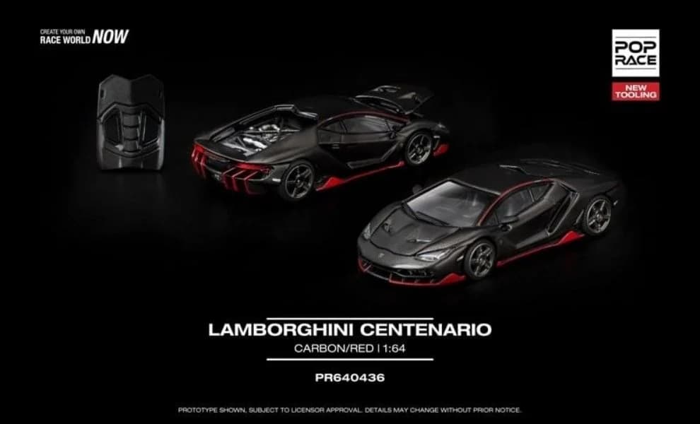Mô hình Pop Race PR640436 Lamborghini Centenario Carbon Red New Tooling