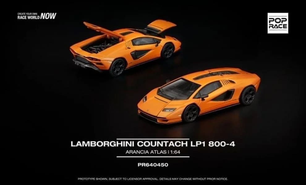Mô hình Lamborghini Countach LP1 800-4 Arancia Atlas màu cam Pop Race PR640450