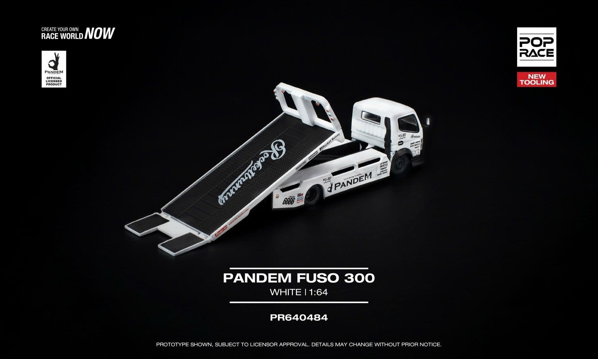 Xe mô hình Pop Race PR640484 PANDEM HINO 300 FLATBED TRANSPORTER WHITE NEW TOOLING - ảnh 2
