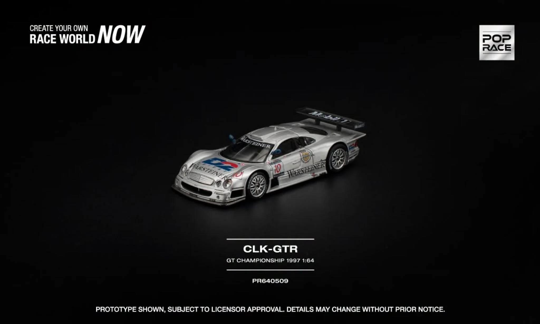 Xe mô hình Pop Race PR640509 Mercedes-Benz AMG CLK GTR FIA GT Championship 1997 – góc chính diện