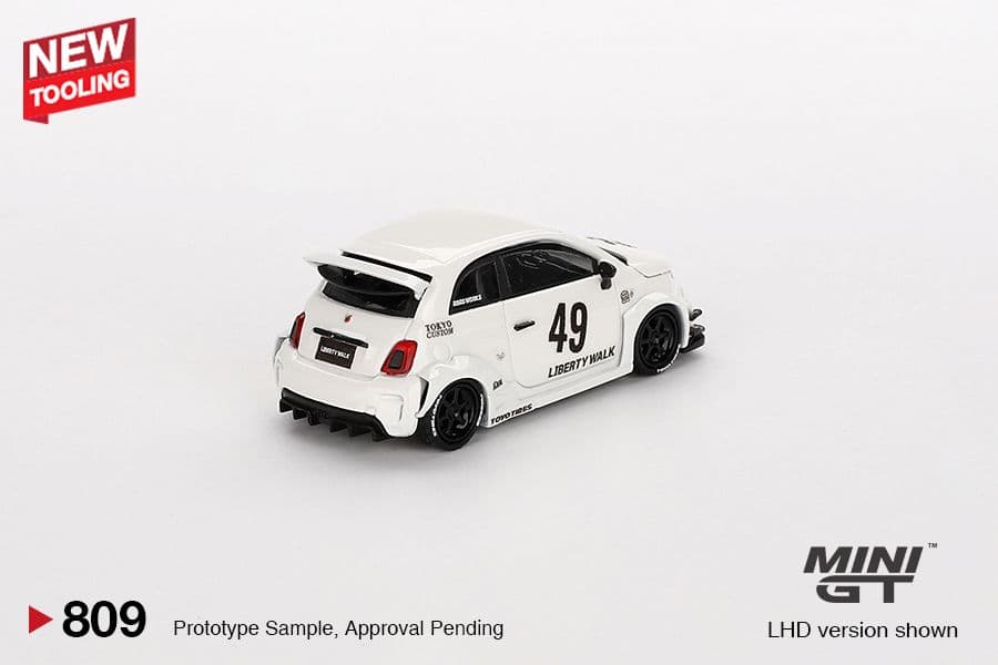 Mini GT MGT00809 Abarth 595 LB-WORKS x Abas Works Gara White, góc sau