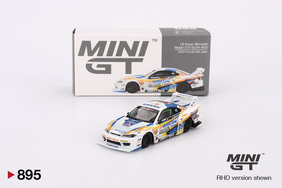 Mini GT MGT00895 Nissan LB-Super Silhouette S15 Silvia #555 Formula Drift Japan 2023, cùng hộp Mini GT