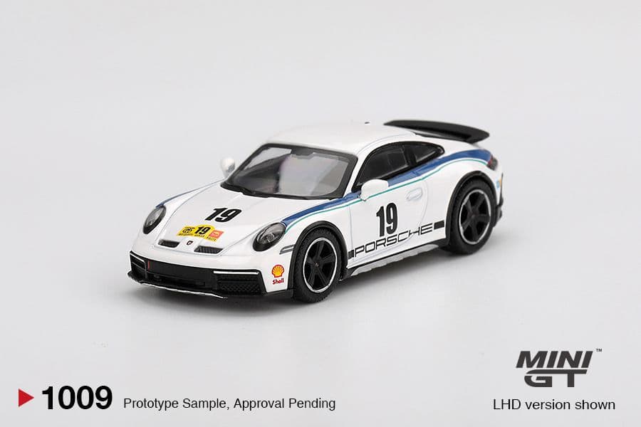 Mô hình Mini GT MGT01009 Porsche 911 Dakar Rally 1974 1:64, góc trước
