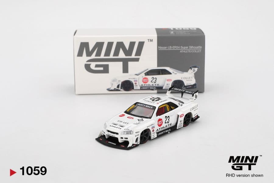 Mini GT MGT01059 Nissan LB-ER34 Super Silhouette ATHLETE/COLLET, cùng hộp Mini GT