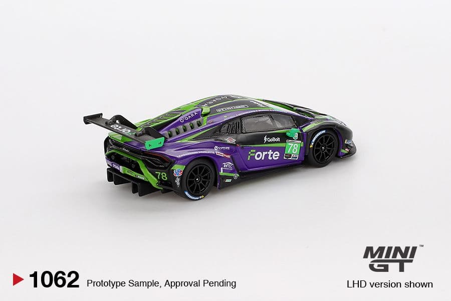 Mini GT MGT01062 Lamborghini Huracán GT3 EVO2 #78 Forte Racing, góc sau
