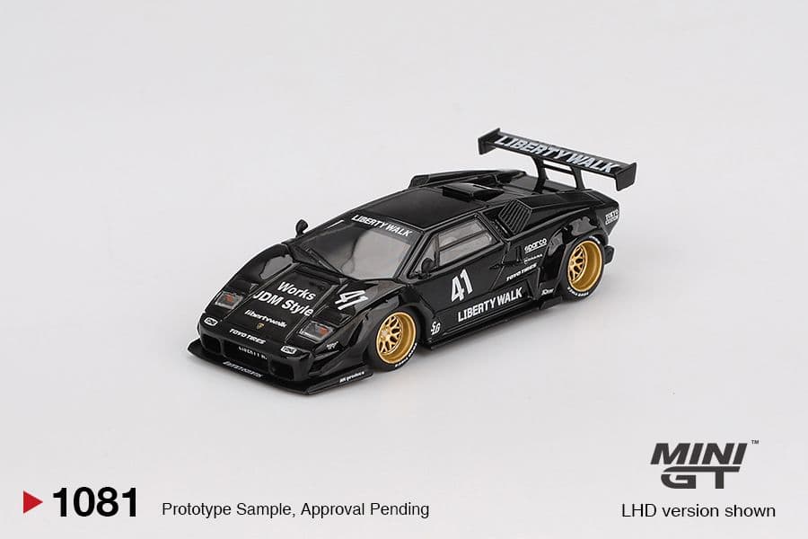 Mô hình Mini GT MGT01081 Lamborghini Countach LB-WORKS đen 1:64, góc trước