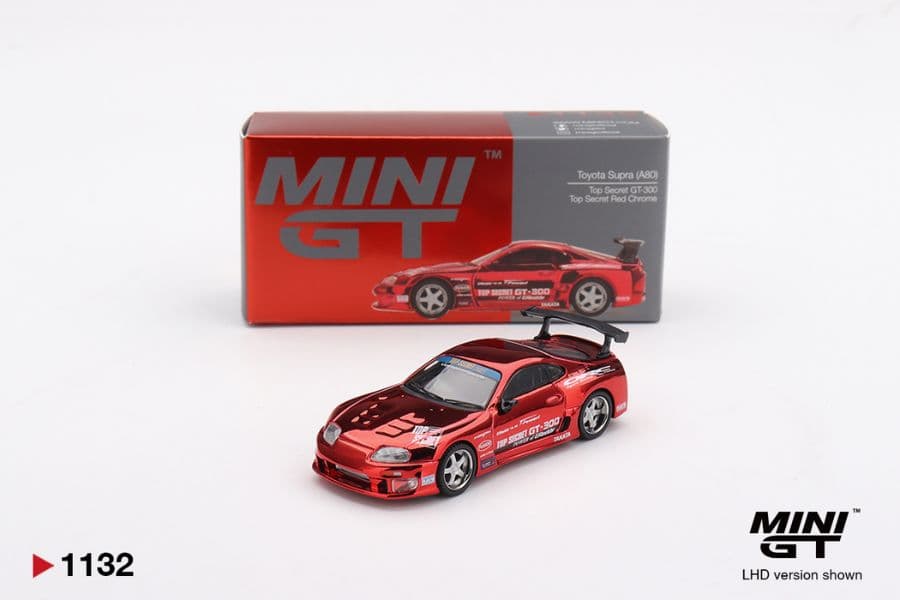 Xe mô hình Mini GT MGT01132 Toyota Supra (A80) Top Secret GT-300 Top Secret Red Chrome