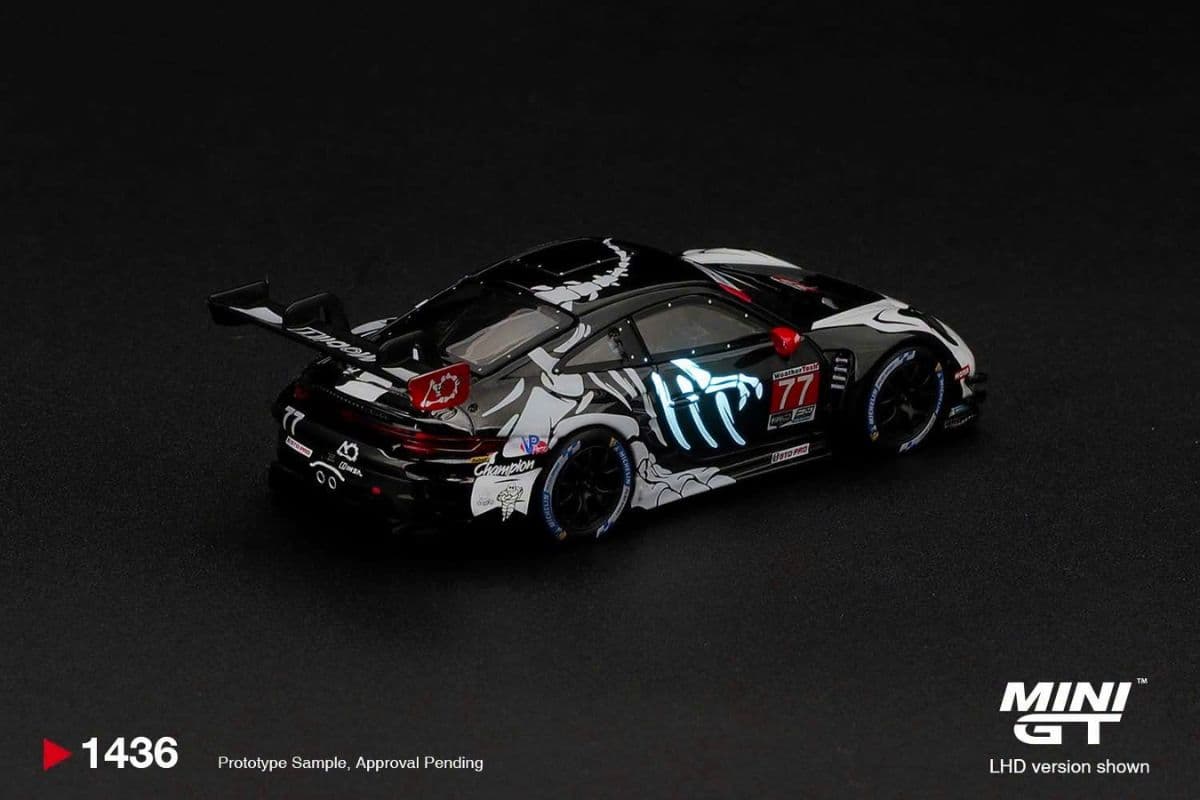 Xe mô hình Mini GT MGT01436 Porsche 911 GT3 R (992) #77 AO Racing “Skeleton Rexy” 2026 IMSA Petit Le Mans – ảnh 4/4