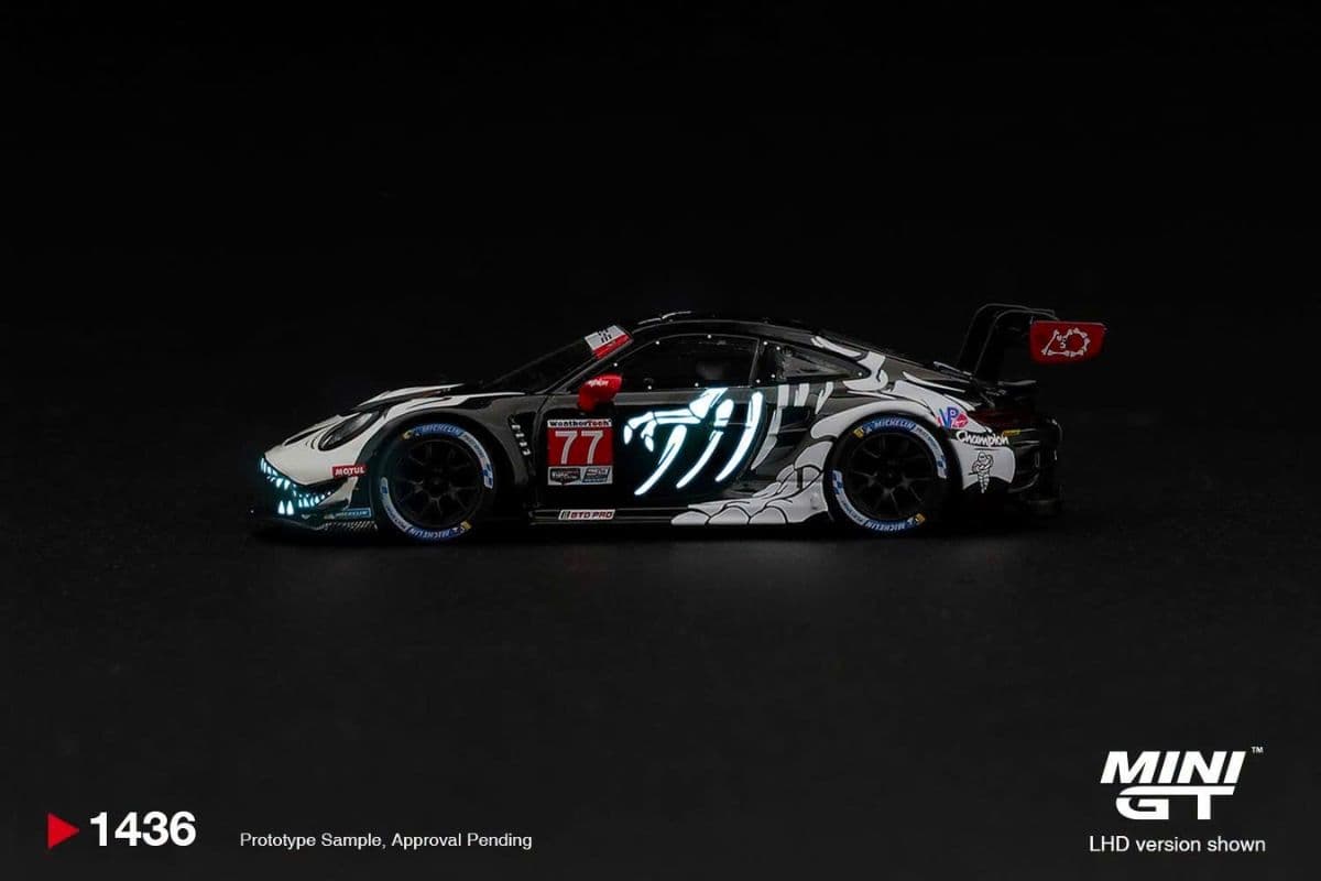 Xe mô hình Mini GT MGT01436 Porsche 911 GT3 R (992) #77 AO Racing “Skeleton Rexy” 2026 IMSA Petit Le Mans – ảnh 3/4