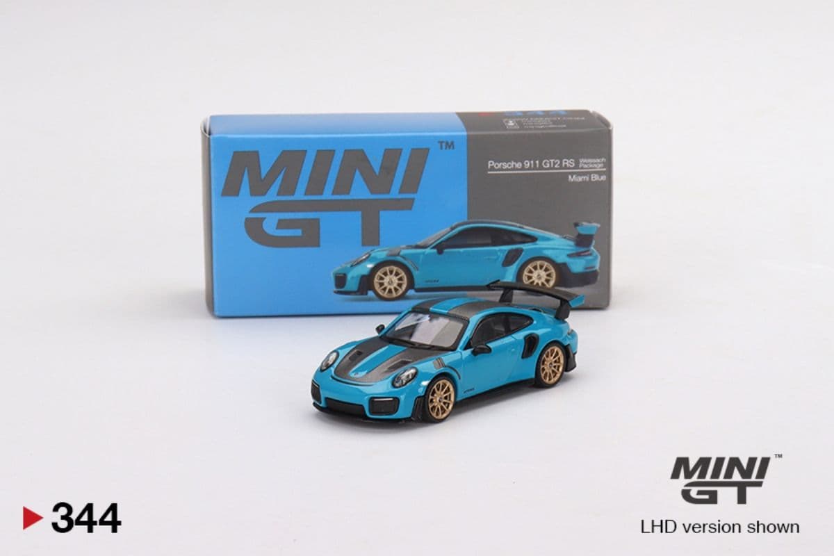 Xe mô hình Mini GT MGT00344 Porsche 911(991) GT2 RS Weissach Package Miami Blue