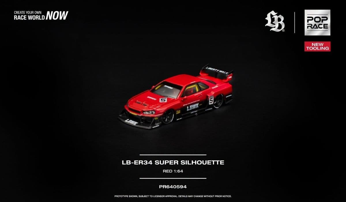 Xe mô hình Pop Race PR640594 LB-ER34 SUPER SILHOUETTE RED NEW TOOLING