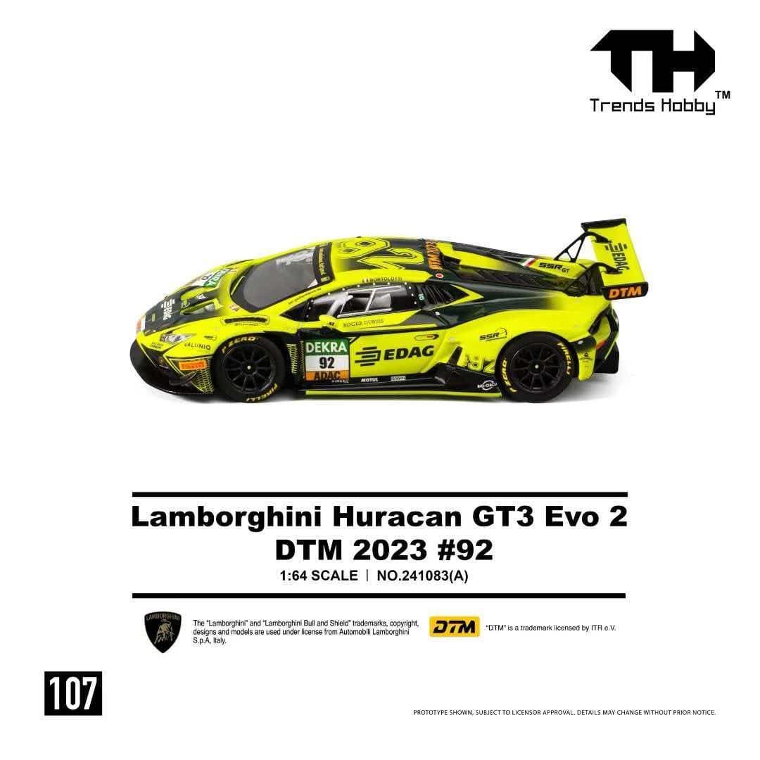 Trends Hobby TH107 241083(A) Lamborghini Huracán GT3 EVO2 DTM 2023 #92 SSR Performance 1:64, ảnh giới thiệu của hãng, nhìn ngang