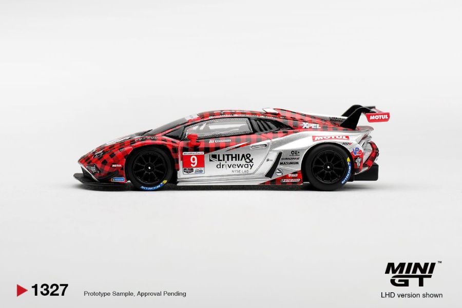Xe mô hình Mini GT MGT01327 Lamborghini Huracan GT3 EVO2 #9 Pfaff Motorsports 2025 IMSA WeatherTech GTD Pro MGT01327