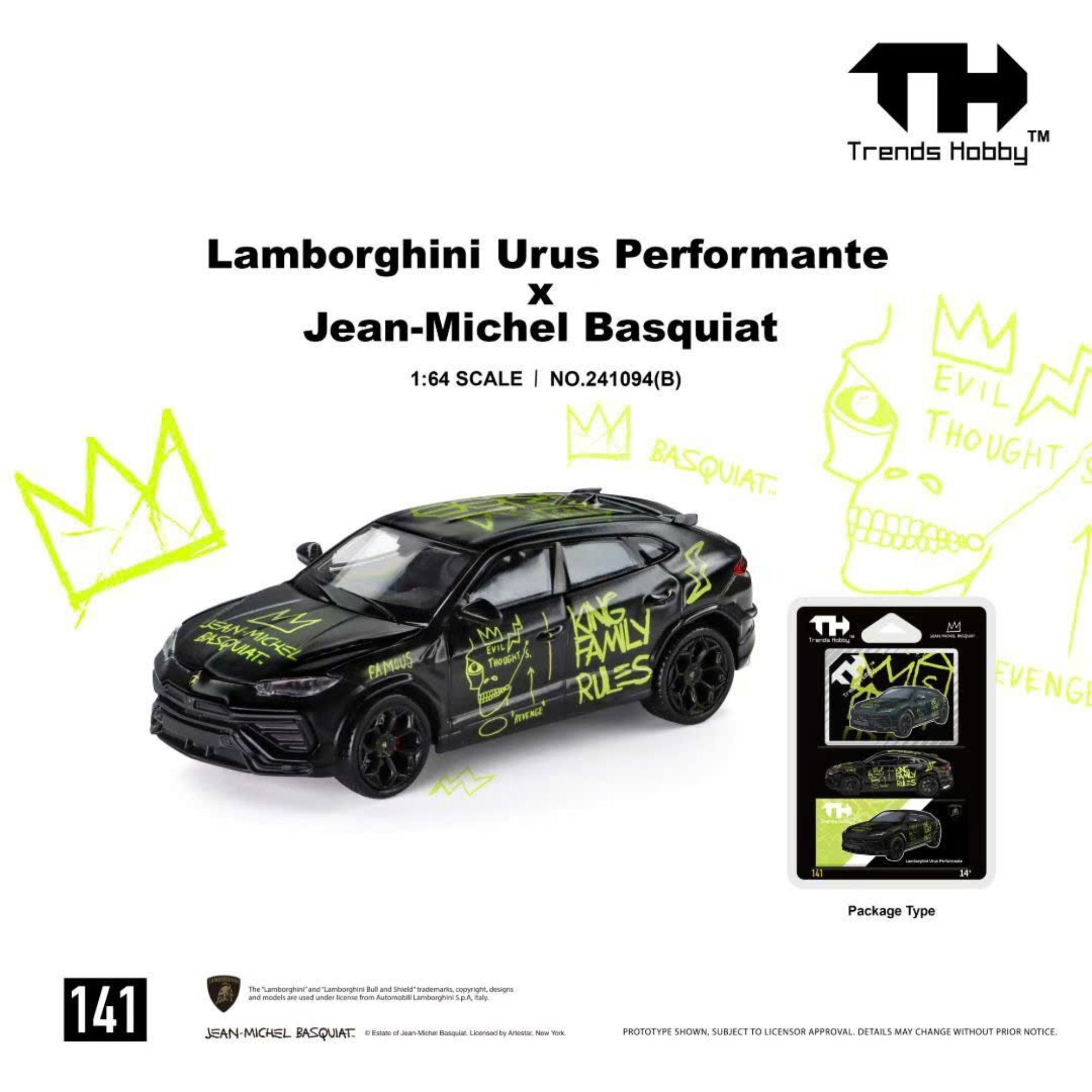 Xe mô hình Trends Hobby TH141 241094B Lamborghini Urus Performante x Jean-Michel Basquiat Black Art Edition Xe mô hình Trends Hobby TH141 241094B Lamborghini Urus Performante x Jean-Michel Basquiat Black Art Edition